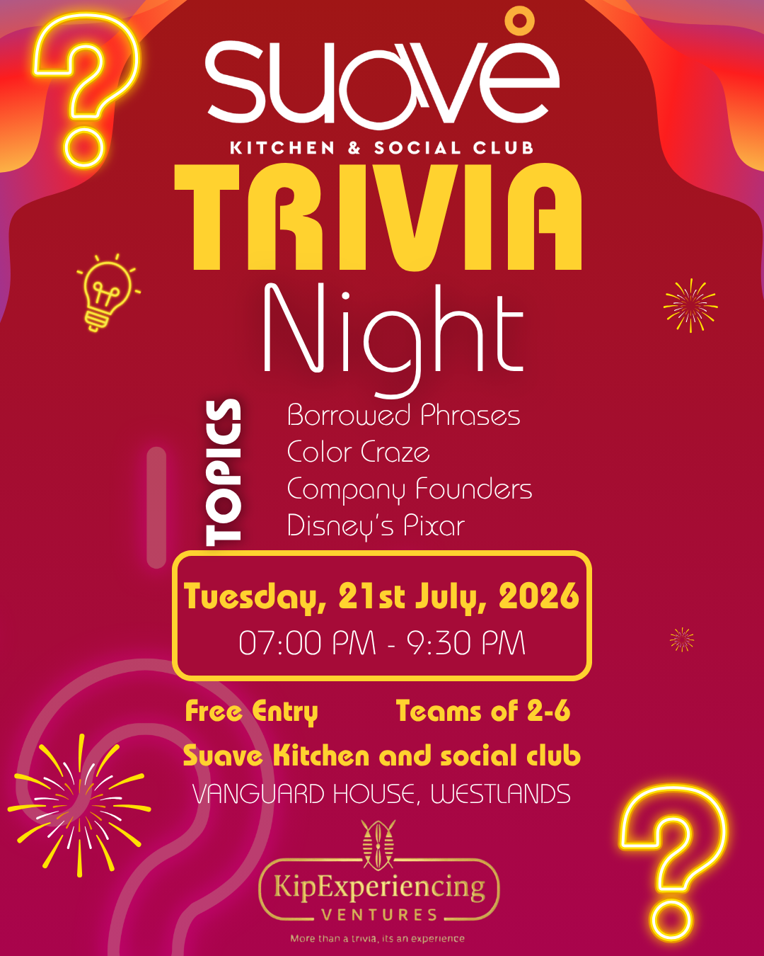 WESTLANDS: Trivia Night 21st July