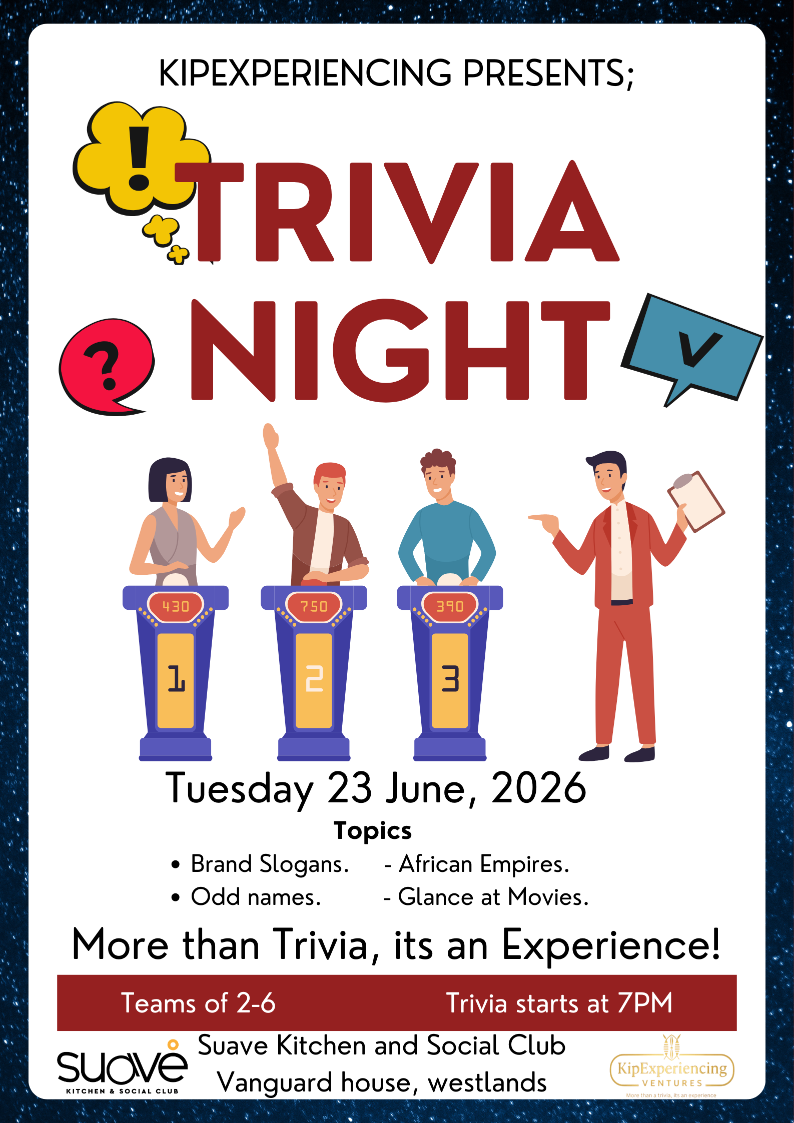 WESTLANDS: Trivia Night 23rd June