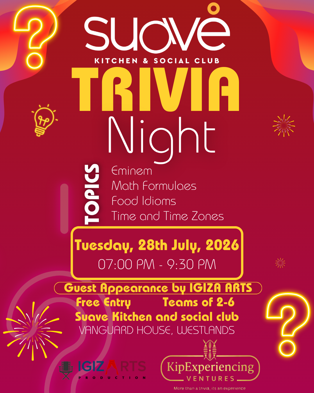 WESTLANDS: Trivia Night 28th July