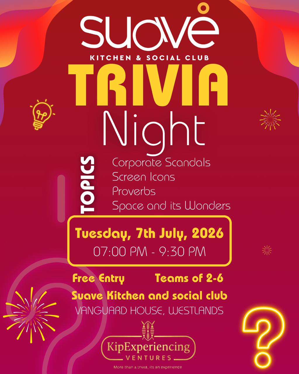 WESTLANDS: Trivia Night 7th July
