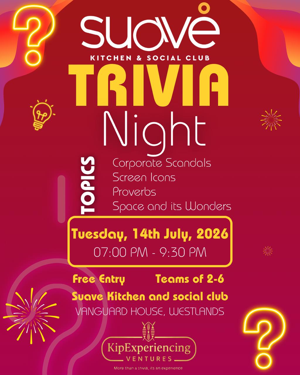 WESTLANDS: Trivia Night 14th July
