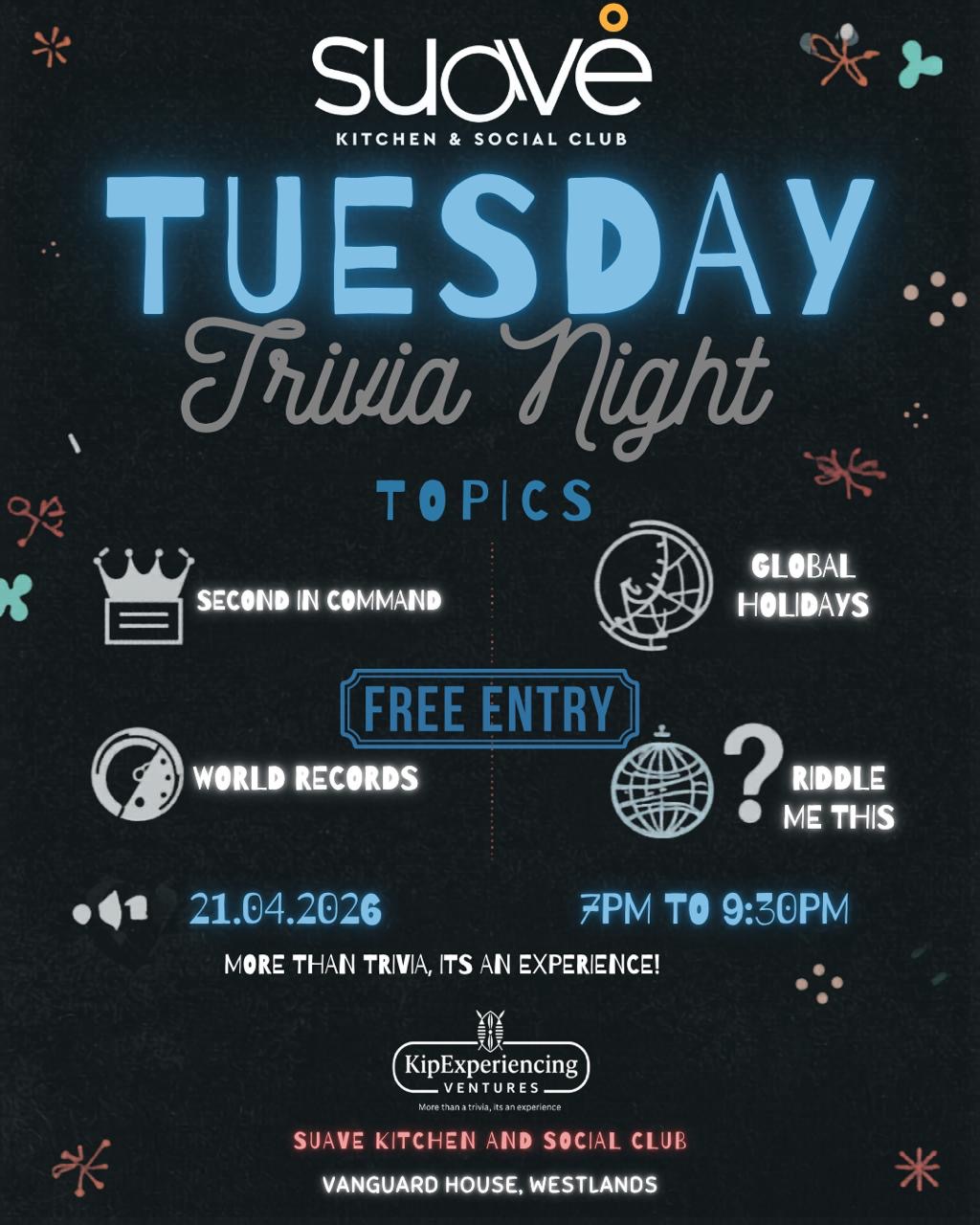 WESTLANDS: Trivia Night 21st April